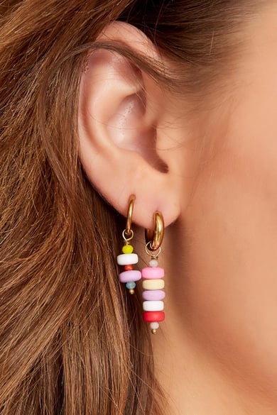 Pendientes colgantes de cuentas - colección #summergirls Rosa polymer clay h5 Imagen3